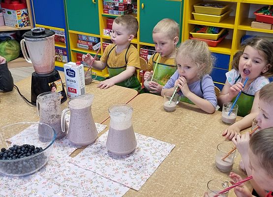 MISIAKI  ROBIĄ PYSZNE  I  ZDROWE  KOKTAJLE  OWOCOWE grafika